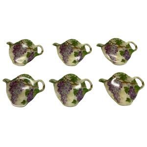 6 Tea Bag Holders Spoon Rest Italian Melamine Made in Italy Grapes Vines Leaves